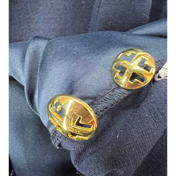 Linea Louis Dell'Olio Blazer Womens XL Blue Gold Button Jacket Career Academia - Picture 9 of 14